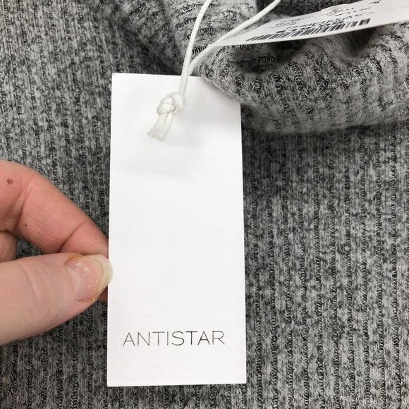 Anistar Grey Ribbed Knit Turtleneck long sleeve Mini Dress XS  NWT - Picture 9 of 14